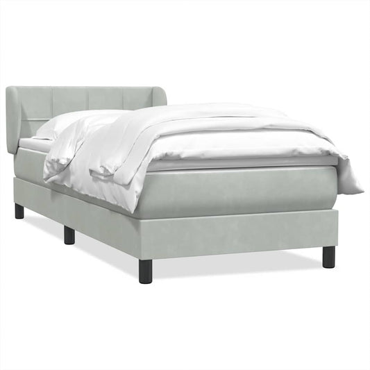 Box Spring Postel S Matrací Samet Světle Šedá