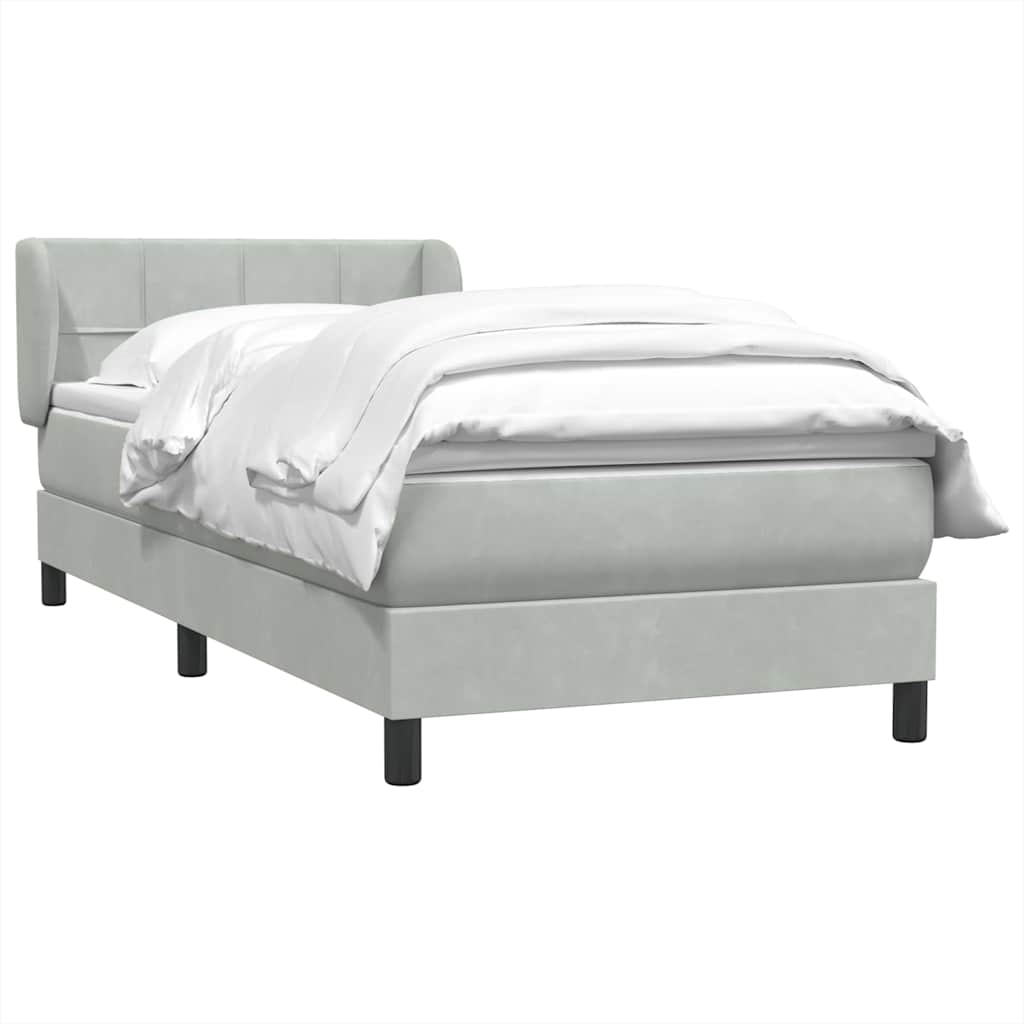 Box Spring Postel S Matrací Samet Světle Šedá