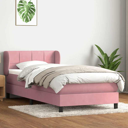 Box Spring Postel S Matrací Růžový Samet Růžová