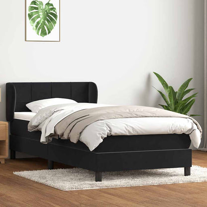 Box Spring Postel S Matrací Černý Samet Černá
