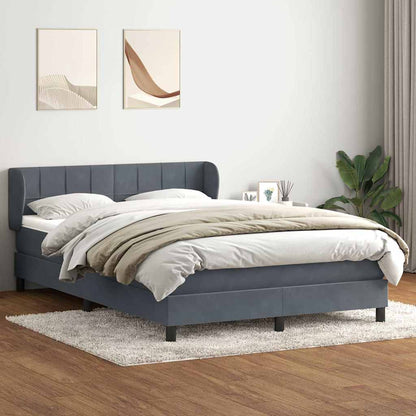 Box Spring Postel S Matrací Samet Tmavě Šedá