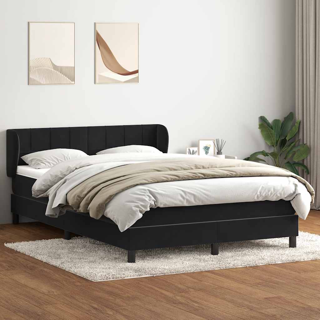 Box Spring Postel S Matrací Černý Samet Černá