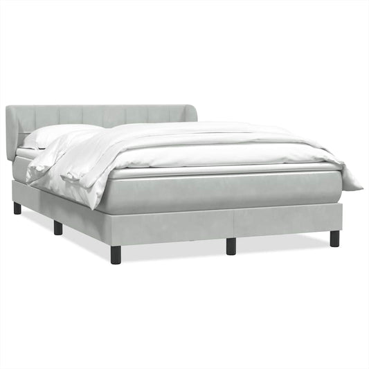 Box Spring Postel S Matrací Samet Světle Šedá