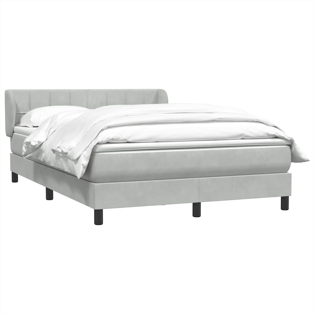 Box Spring Postel S Matrací Samet Světle Šedá