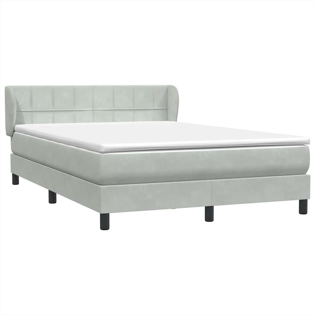 Box Spring Postel S Matrací Samet Světle Šedá