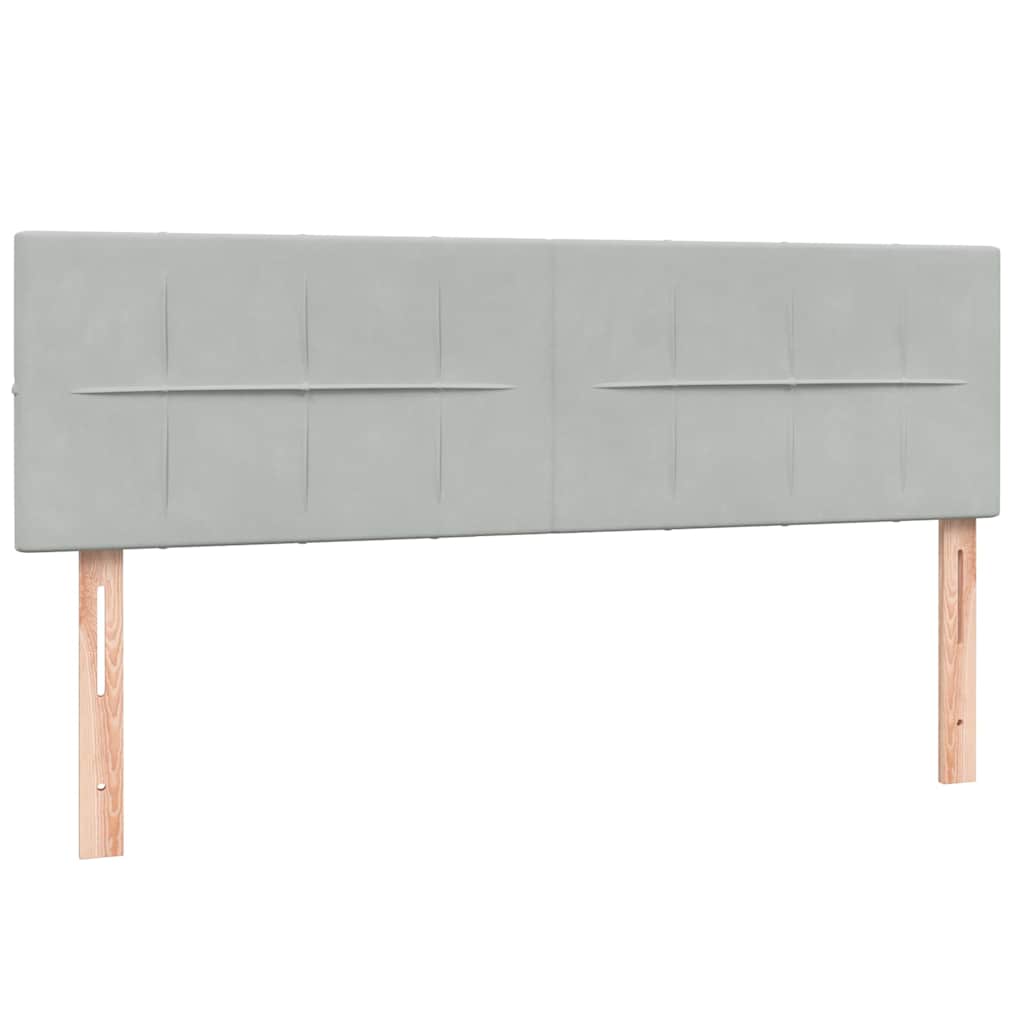 Box Spring Postel S Matrací Samet Světle Šedá