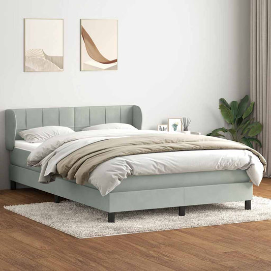 Box Spring Postel S Matrací Samet Světle Šedá