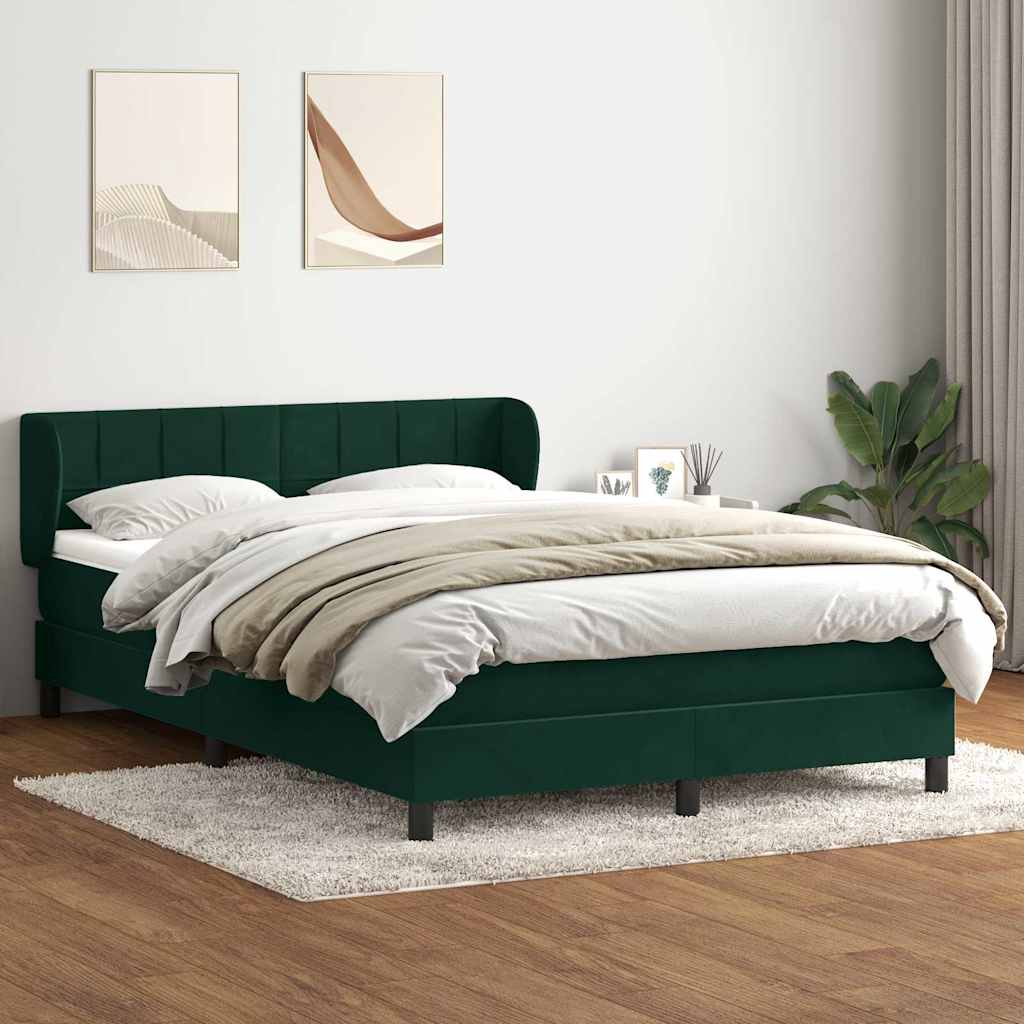 Box Spring Postel S Matrací Samet Tmavě Zelená