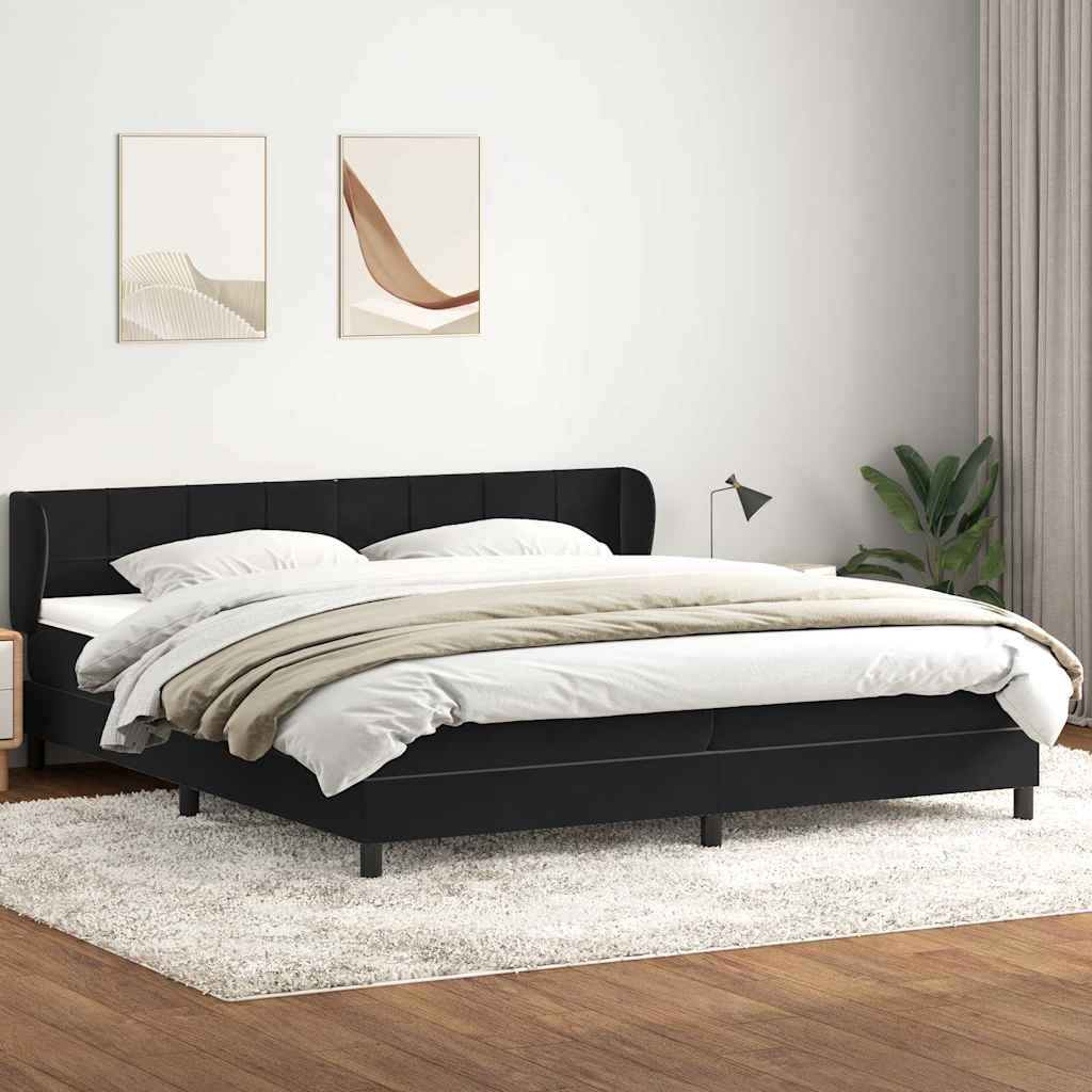 Box Spring Postel S Matrací Černý Samet Černá
