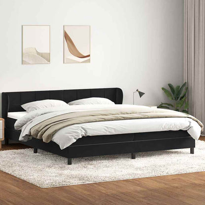 Box Spring Postel S Matrací Černý Samet Černá