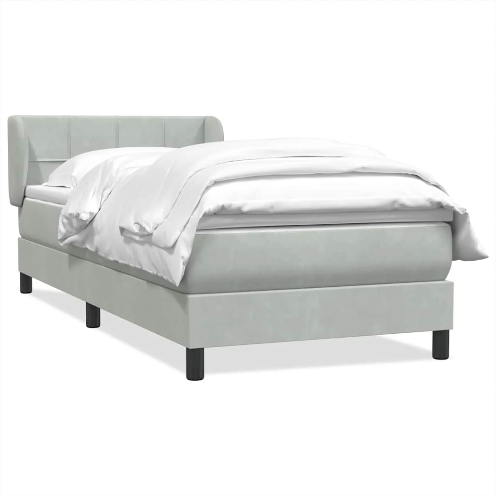 Box Spring Postel S Matrací Samet Světle Šedá