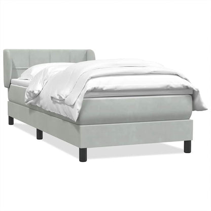 Box Spring Postel S Matrací Samet Světle Šedá