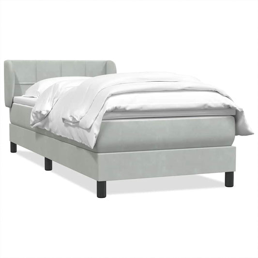 Box Spring Postel S Matrací Samet Světle Šedá