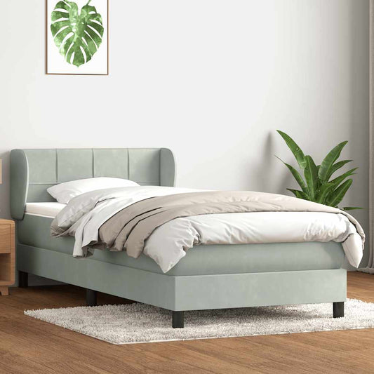Box Spring Postel S Matrací Samet Světle Šedá