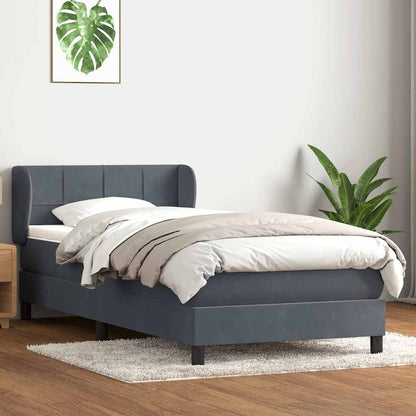 Box Spring Postel S Matrací Samet Tmavě Šedá