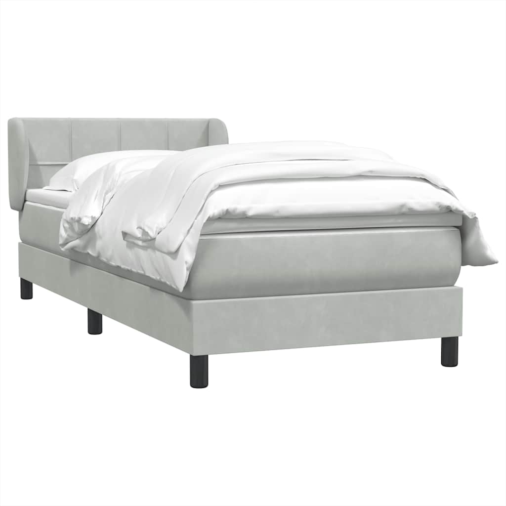 Box Spring Postel S Matrací Samet Světle Šedá