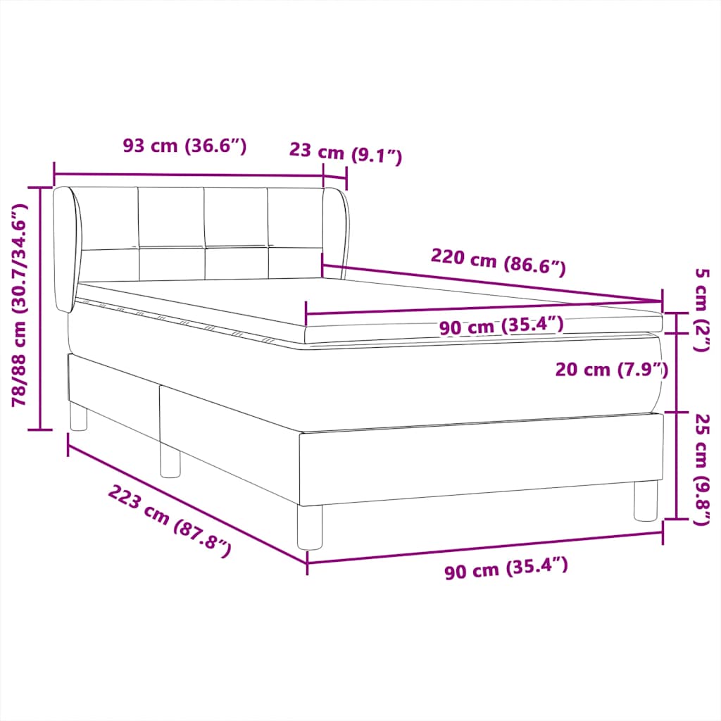 Box Spring Postel S Matrací Samet Světle Šedá