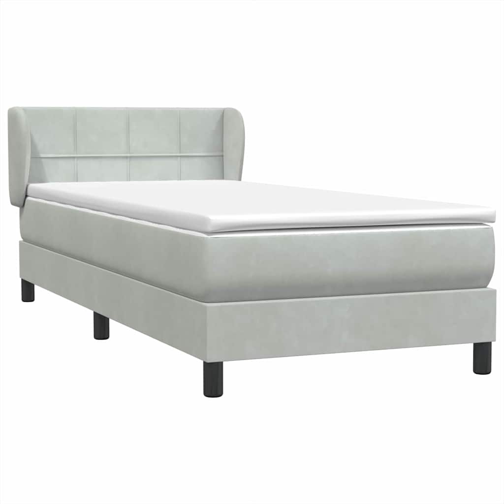 Box Spring Postel S Matrací Samet Světle Šedá