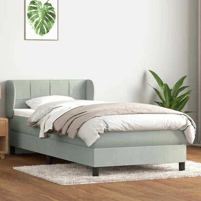 Box Spring Postel S Matrací Samet Světle Šedá