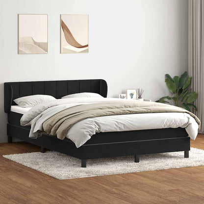 Box Spring Postel S Matrací Černý Samet Černá