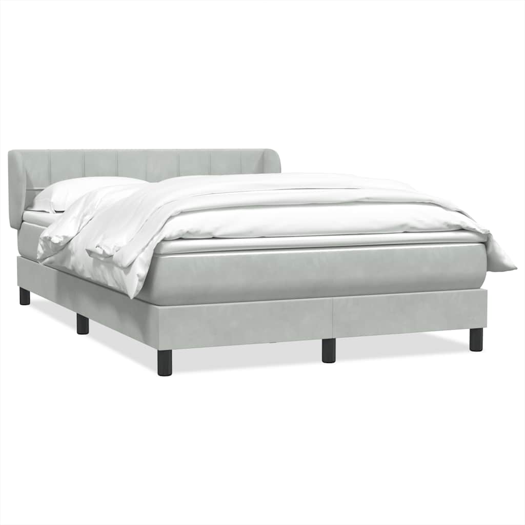 Box Spring Postel S Matrací Samet Světle Šedá