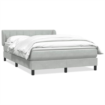 Box Spring Postel S Matrací Samet Světle Šedá