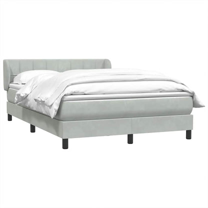 Box Spring Postel S Matrací Samet Světle Šedá