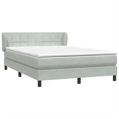 Box Spring Postel S Matrací Samet Světle Šedá