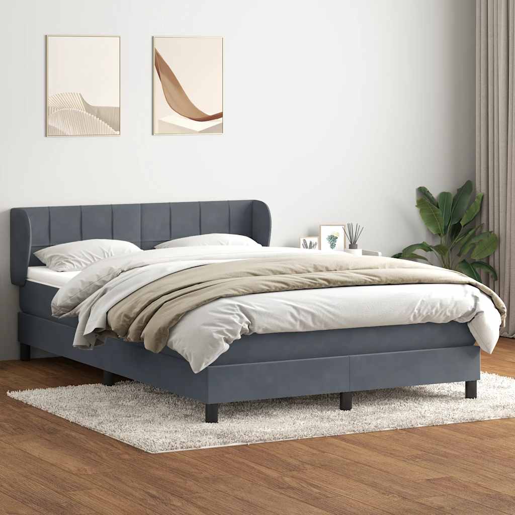 Box Spring Postel S Matrací Samet Tmavě Šedá