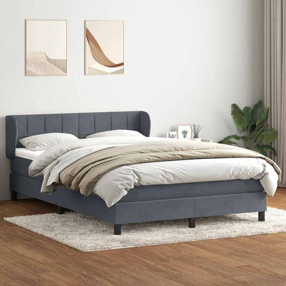 Box Spring Postel S Matrací Samet Tmavě Šedá