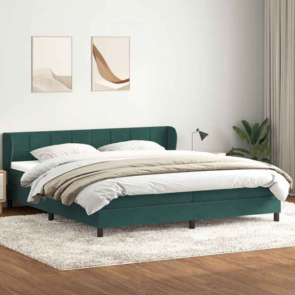 Box Spring Postel S Matrací Samet Tmavě Zelená