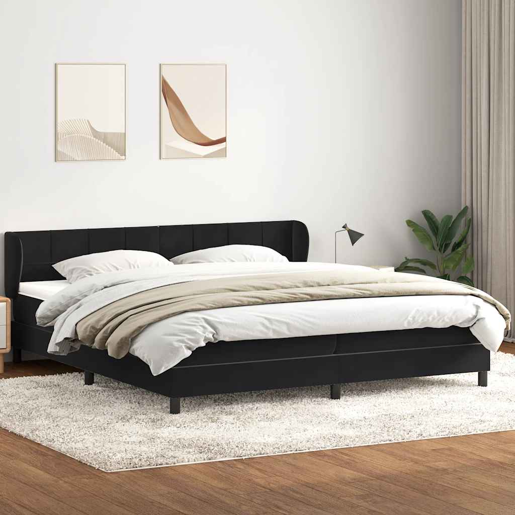 Box Spring Postel S Matrací Černý Samet Černá