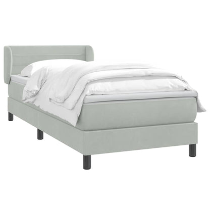 Box Spring Postel S Matrací Samet Světle Šedá