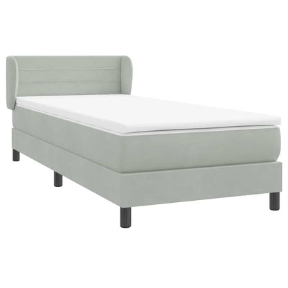 Box Spring Postel S Matrací Samet Světle Šedá