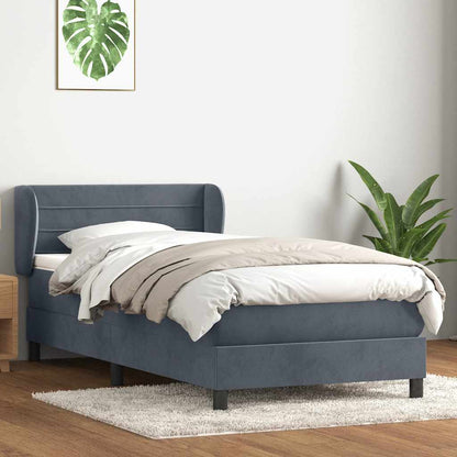 Box Spring Postel S Matrací Samet Tmavě Šedá