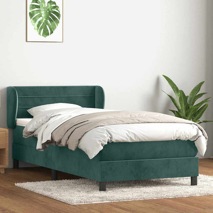 Box Spring Postel S Matrací Samet Tmavě Zelená