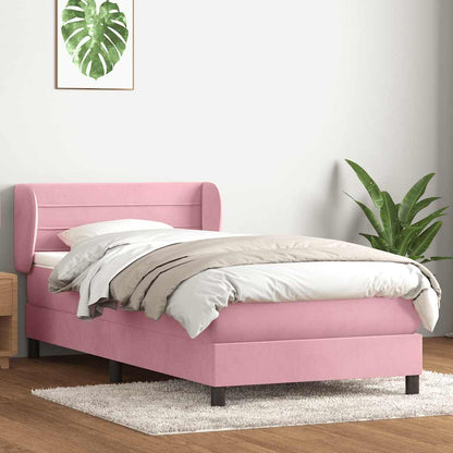 Box Spring Postel S Matrací Růžový Samet Růžová