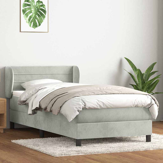 Box Spring Postel S Matrací Samet Světle Šedá