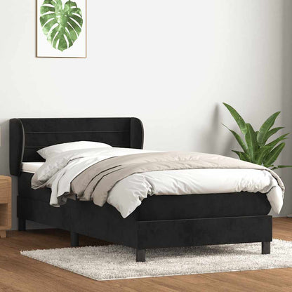 Box Spring Postel S Matrací Černý Samet Černá