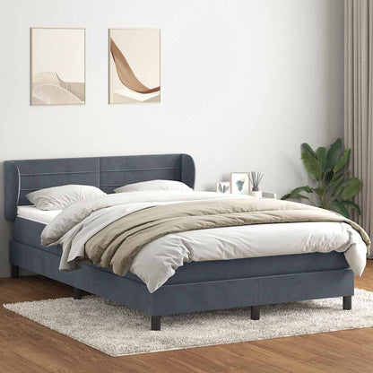 Box Spring Postel S Matrací Samet Tmavě Šedá