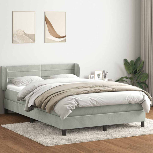 Box Spring Postel S Matrací Samet Světle Šedá