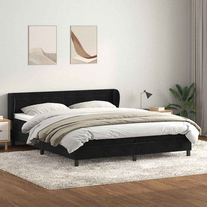 Box Spring Postel S Matrací Černý Samet Černá
