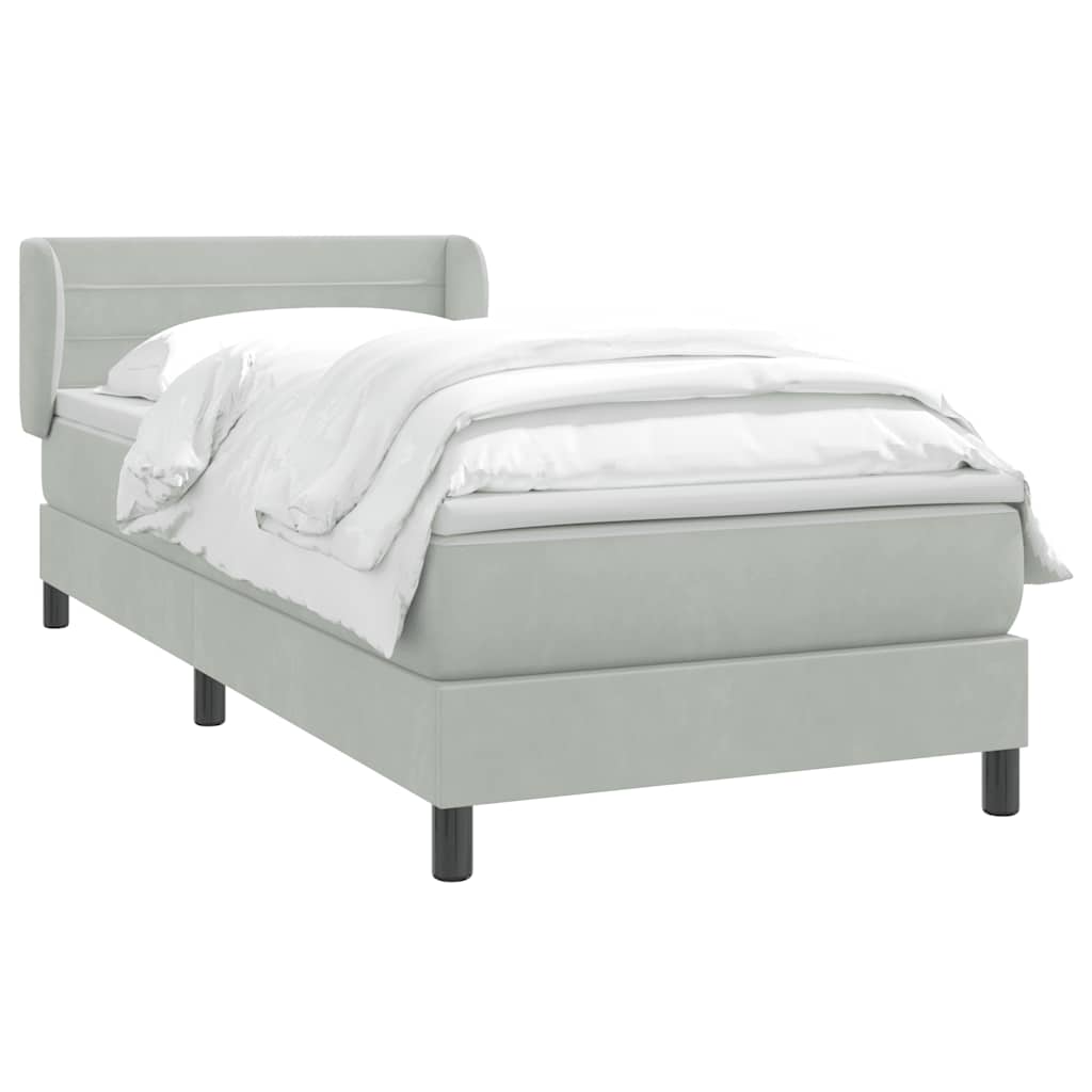 Box Spring Postel S Matrací Samet Světle Šedá