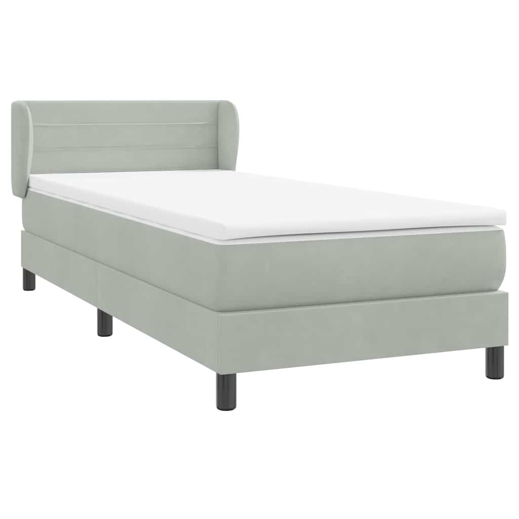 Box Spring Postel S Matrací Samet Světle Šedá