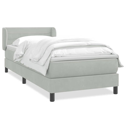 Box Spring Postel S Matrací Samet Světle Šedá