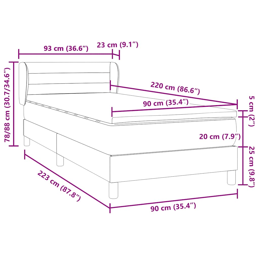 Box Spring Postel S Matrací Samet Světle Šedá
