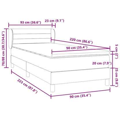 Box Spring Postel S Matrací Samet Světle Šedá