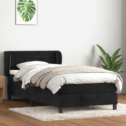 Box Spring Postel S Matrací Černý Samet Černá