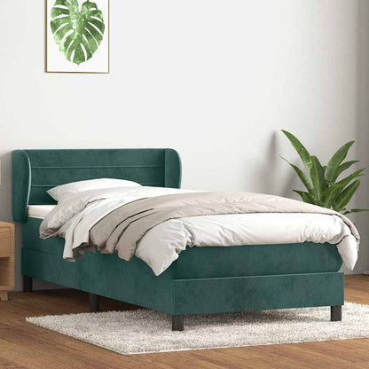 Box Spring Postel S Matrací Samet Tmavě Zelená