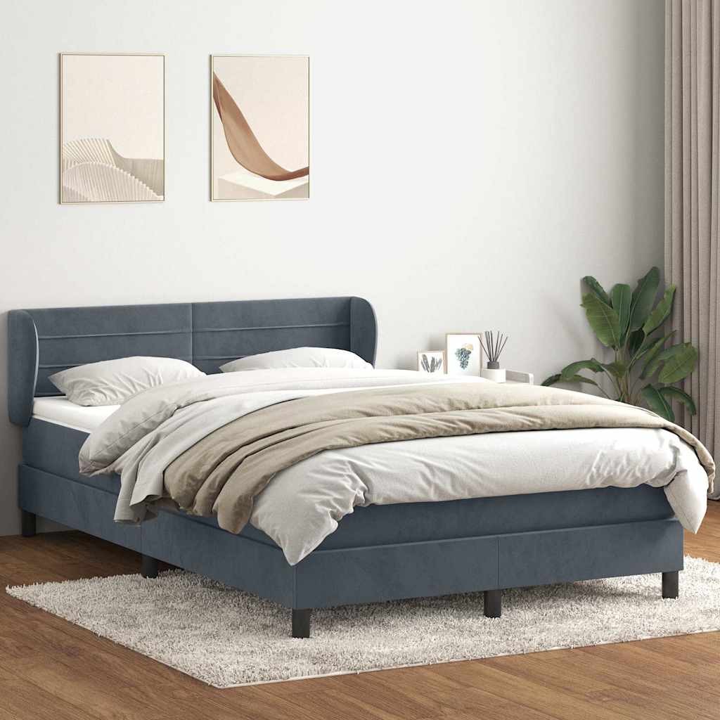 Box Spring Postel S Matrací Samet Tmavě Šedá